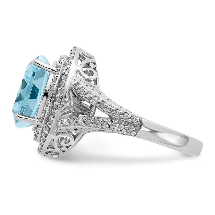 Goldia Rings Sterling Silver Rhodium Diamond u0026 Sky Blue Topaz Ring