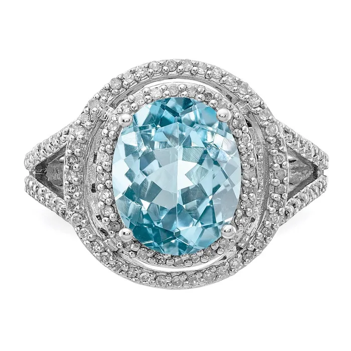 Goldia Rings Sterling Silver Rhodium Diamond u0026 Sky Blue Topaz Ring