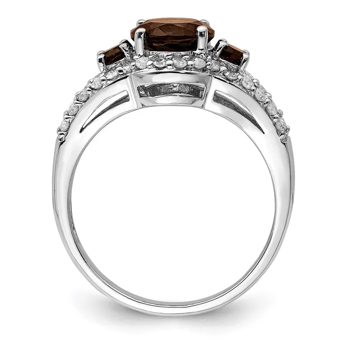Goldia Rings Sterling Silver Rhodium Diamond u0026 Smoky Quartz Ring