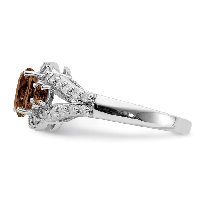 Goldia Rings Sterling Silver Rhodium Diamond u0026 Smoky Quartz Ring