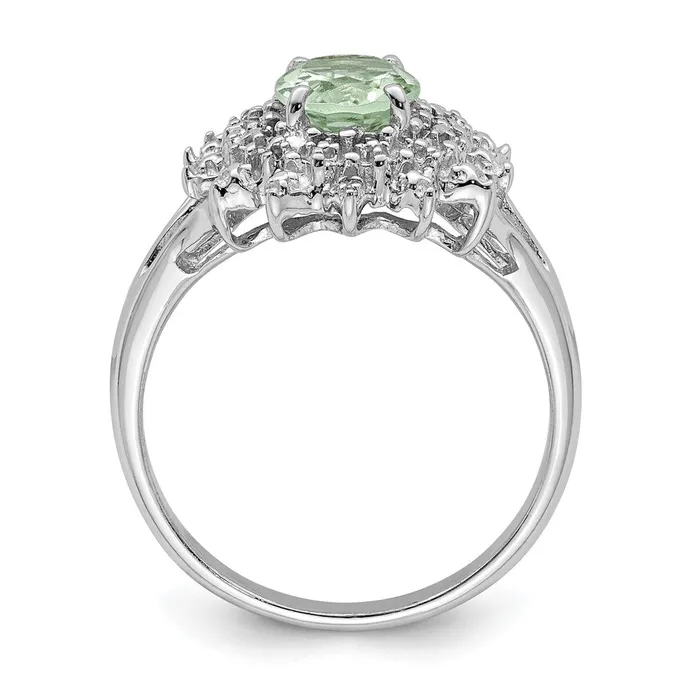 Goldia Rings Sterling Silver Rhodium Green Quartz u0026 Diamond Ring