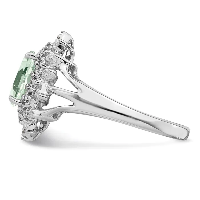 Goldia Rings Sterling Silver Rhodium Green Quartz u0026 Diamond Ring