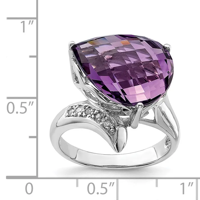 Goldia Rings Sterling Silver Rhodiumplated Amethyst u0026 Diamond Ring