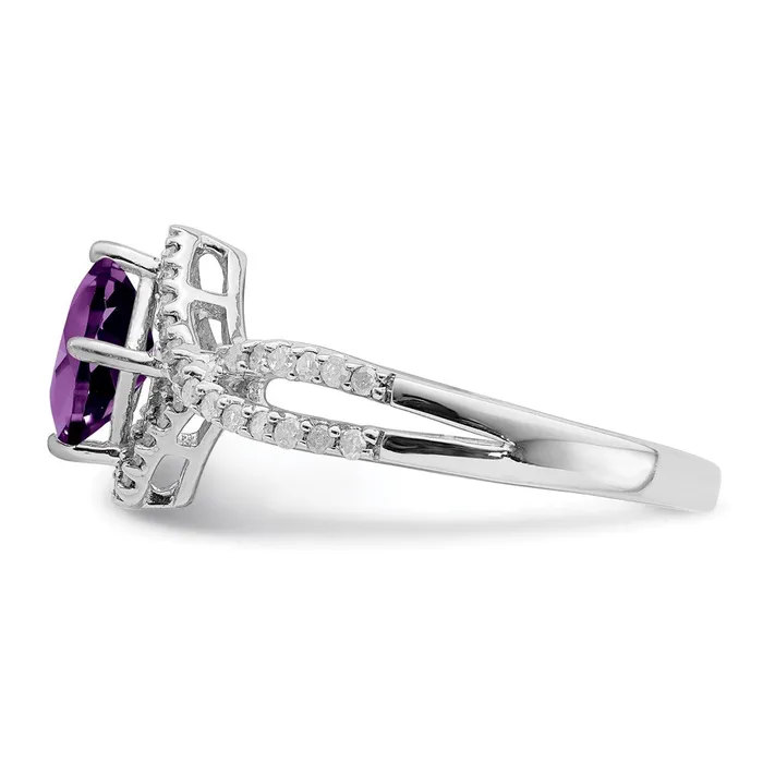 Goldia Rings Sterling Silver Rhodiumplated Diamond u0026 Amethyst Ring
