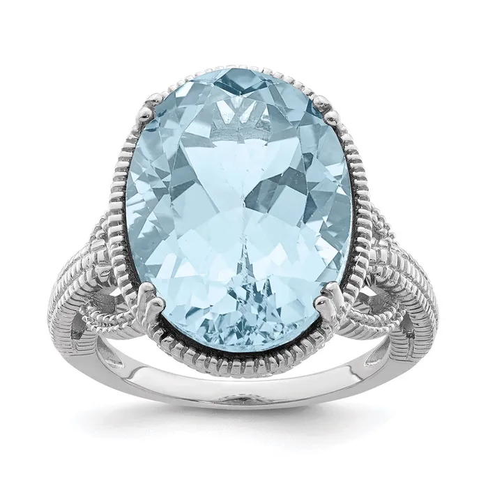 Goldia Rings Sterling Silver Rhodium Sky Blue Topaz Ring