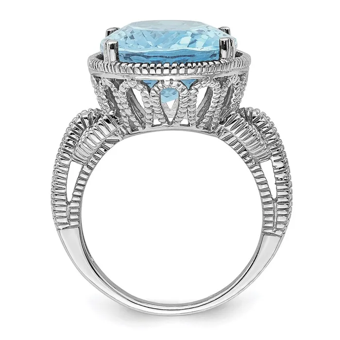 Goldia Rings Sterling Silver Rhodium Sky Blue Topaz Ring
