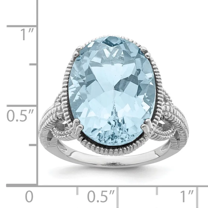 Goldia Rings Sterling Silver Rhodium Sky Blue Topaz Ring