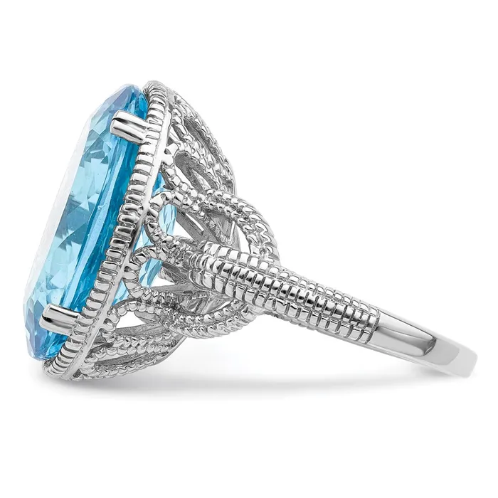 Goldia Rings Sterling Silver Rhodium Sky Blue Topaz Ring