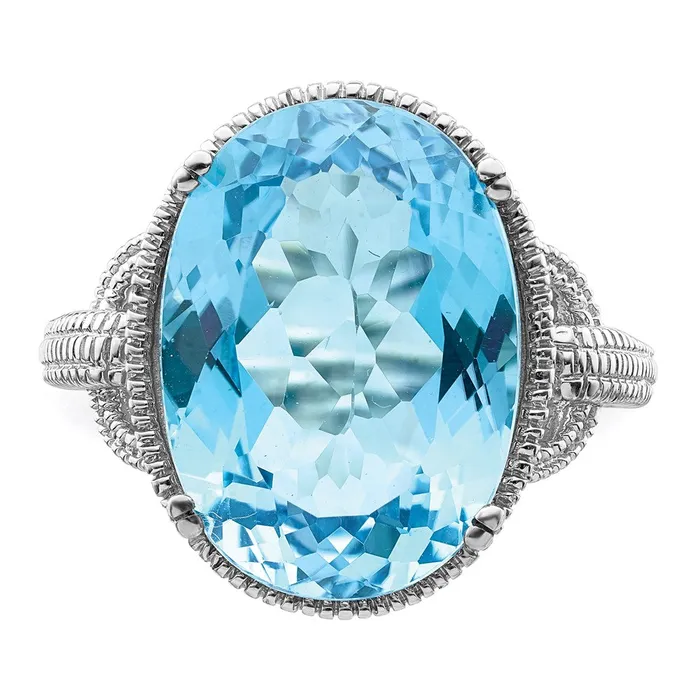 Goldia Rings Sterling Silver Rhodium Sky Blue Topaz Ring