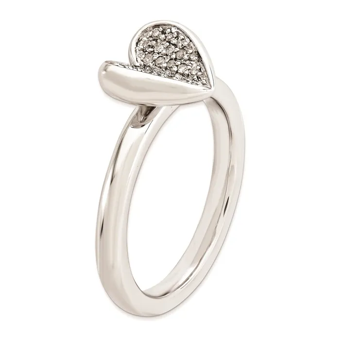 Goldia Rings Sterling Silver Stackable Expressions Heart wDiamonds Ring
