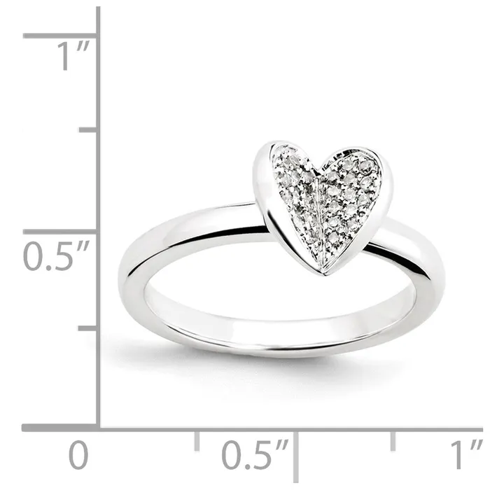 Goldia Rings Sterling Silver Stackable Expressions Heart wDiamonds Ring