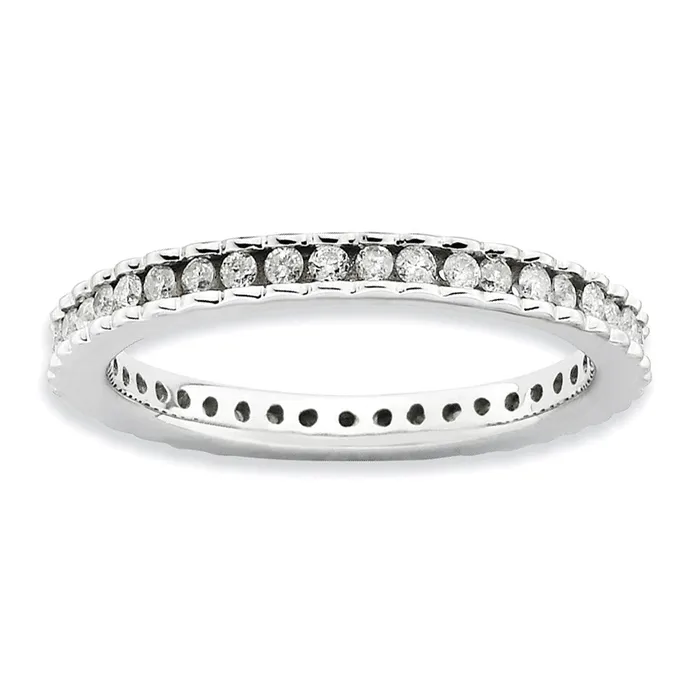 Goldia Rings Sterling Silver Stackable Expressions Polished Diamond Ring
