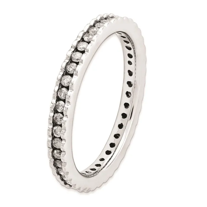Goldia Rings Sterling Silver Stackable Expressions Polished Diamond Ring