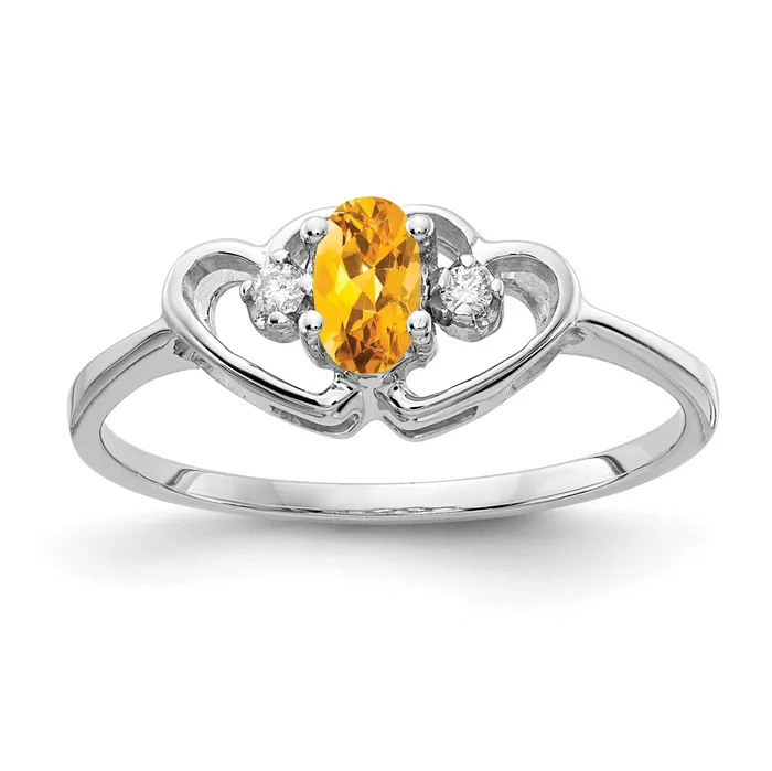 Goldia Solid 14k White Gold 5x3mm Oval Simulated Citrine VS CZ Ring Rings Goldia Solid 14k White Gold 5x3mm Oval Simulated Citrine VS CZ Ring Rings