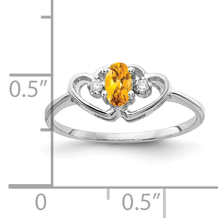 Goldia Solid 14k White Gold 5x3mm Oval Simulated Citrine VS CZ Ring Rings