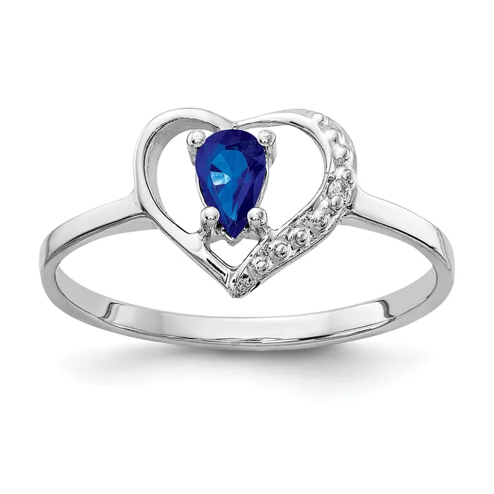 Goldia Solid 14k White Gold 5x3mm Pear Simulated Sapphire AA CZ Ring Rings
