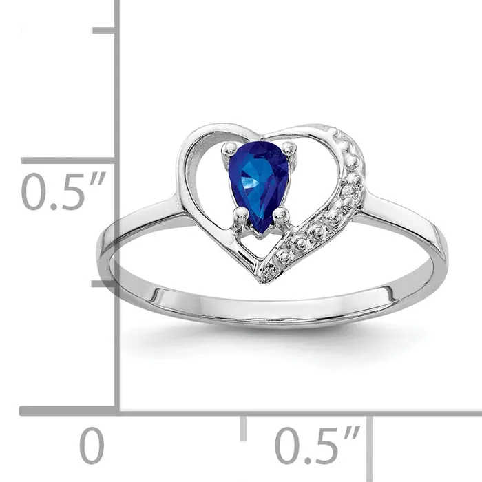 Goldia Solid 14k White Gold 5x3mm Pear Simulated Sapphire AA CZ Ring Rings