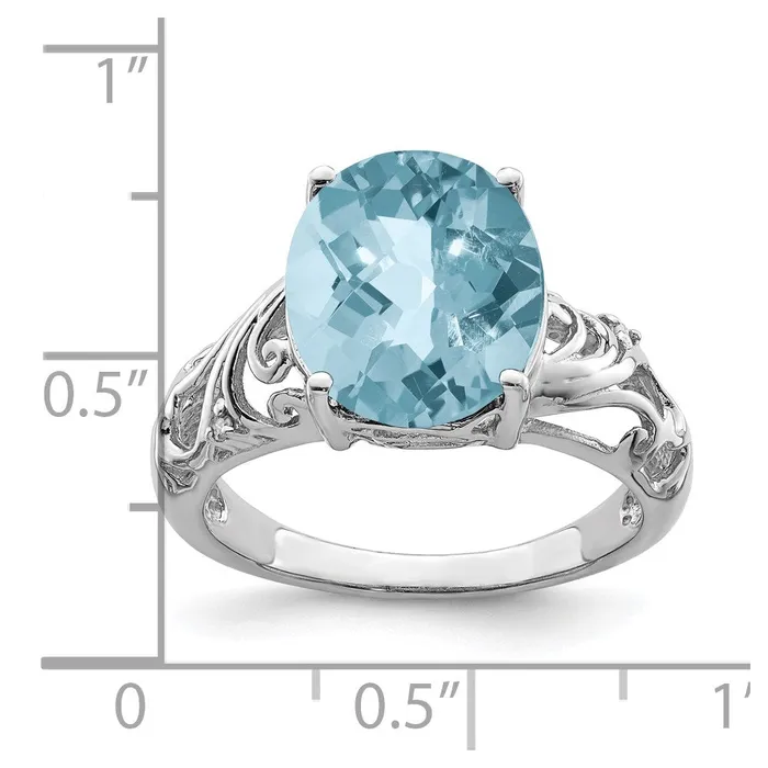 Goldia Sterling Silver Rhodium CheckerCut Sky Blue Topaz u0026 Diamond Ring Rings