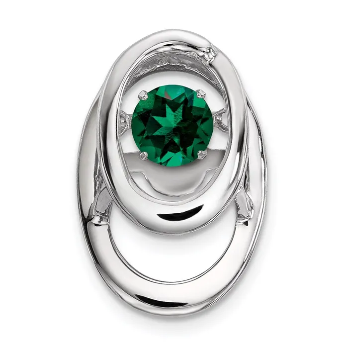 Goldia Sterling Silver Rhodium Created Emerald Birthstone Vibrant Chain Slide Necklaces Goldia Sterling Silver Rhodium Created Emerald Birthstone Vibrant Chain Slide Necklaces