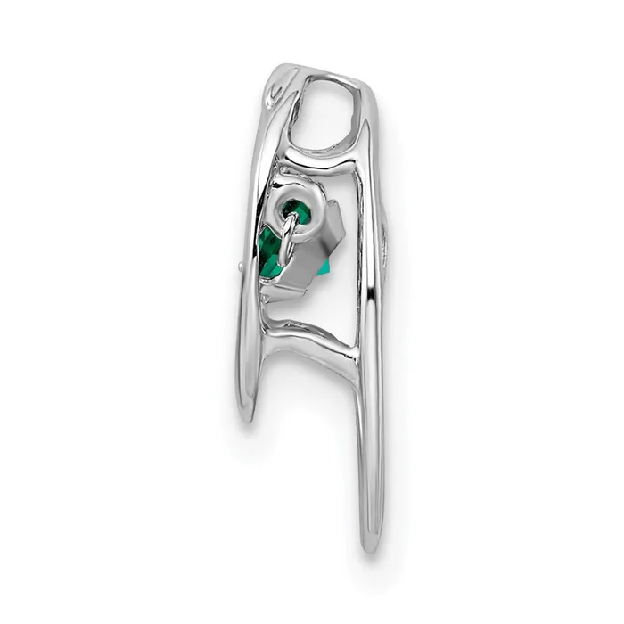 Goldia Sterling Silver Rhodium Created Emerald Birthstone Vibrant Chain Slide Necklaces