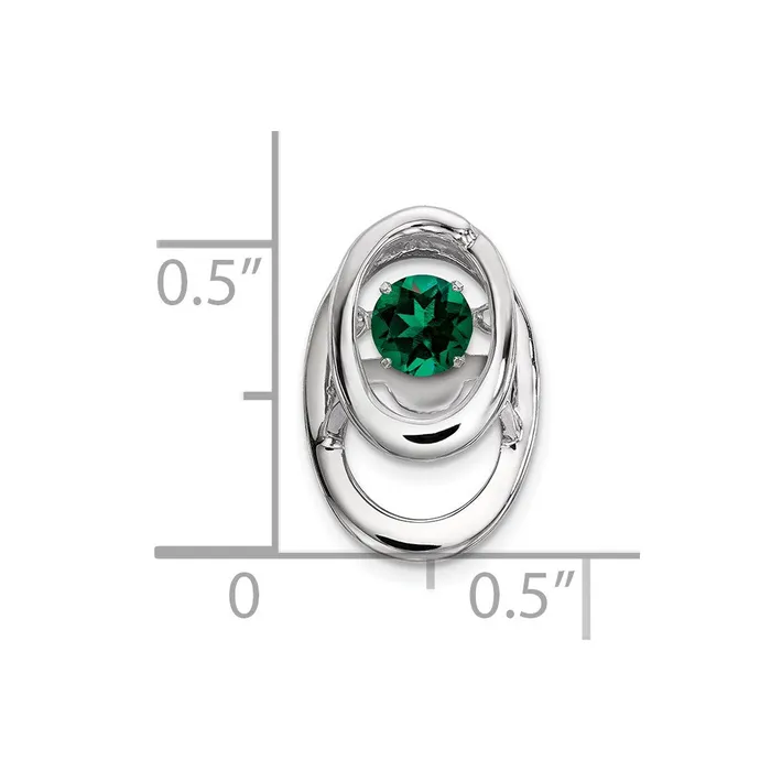 Goldia Sterling Silver Rhodium Created Emerald Birthstone Vibrant Chain Slide Necklaces