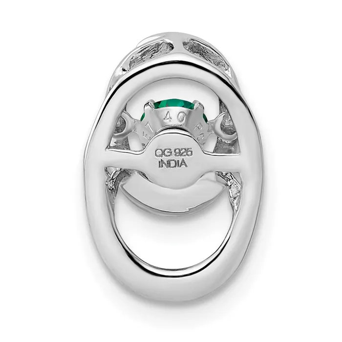 Goldia Sterling Silver Rhodium Created Emerald Birthstone Vibrant Chain Slide Necklaces