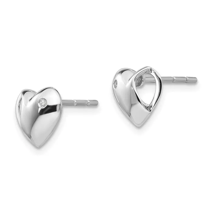 Goldia White Ice Sterling Silver Rhodiumplated Diamond Heart Post Earrings Earrings