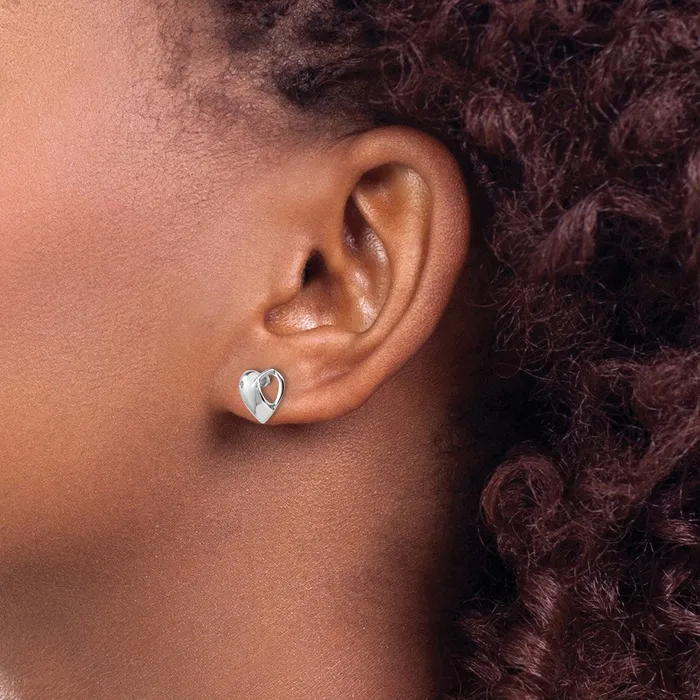 Goldia White Ice Sterling Silver Rhodiumplated Diamond Heart Post Earrings Earrings