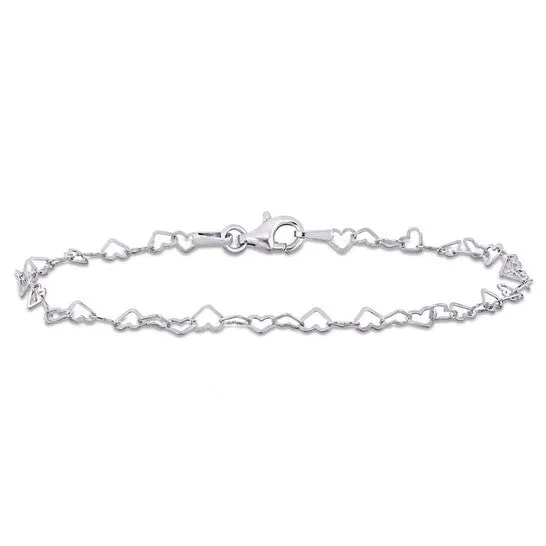 JMS always Bracelets Original Amour 3mm Heart Link Bracelet with Lobster Clasp in Sterling Silver JMS always Bracelets Original Amour 3mm Heart Link Bracelet with Lobster Clasp in Sterling Silver