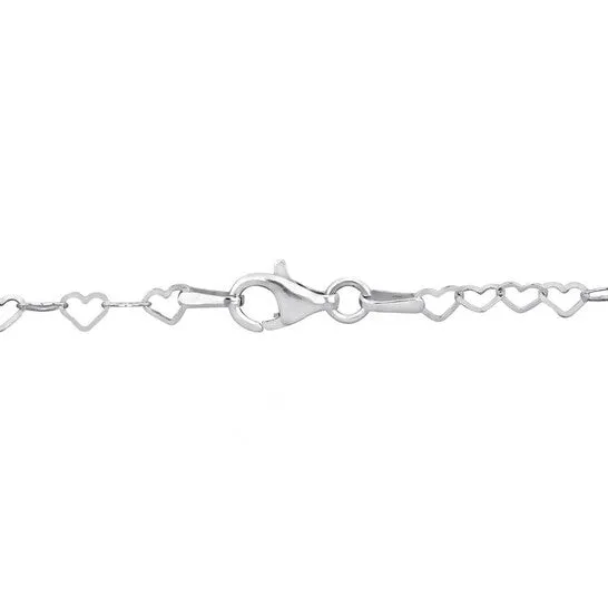 JMS always Bracelets Original Amour 3mm Heart Link Bracelet with Lobster Clasp in Sterling Silver JMS always Bracelets Original Amour 3mm Heart Link Bracelet with Lobster Clasp in Sterling Silver