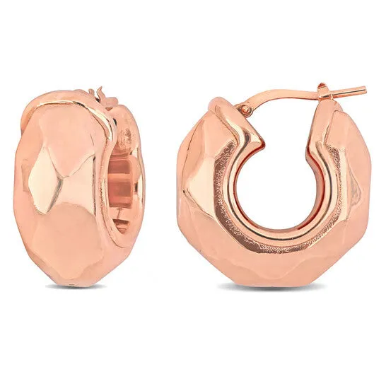 JMS always Earrings Original AMOUR 23mm Wide Diamond Cut Huggie Earrings In Rose Plated Sterling Silver JMS always Earrings Original AMOUR 23mm Wide Diamond Cut Huggie Earrings In Rose Plated Sterling Silver