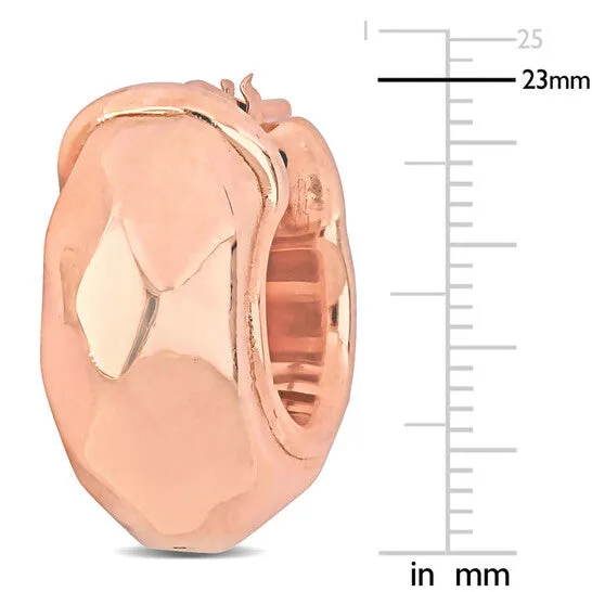 JMS always Earrings Original AMOUR 23mm Wide Diamond Cut Huggie Earrings In Rose Plated Sterling Silver JMS always Earrings Original AMOUR 23mm Wide Diamond Cut Huggie Earrings In Rose Plated Sterling Silver