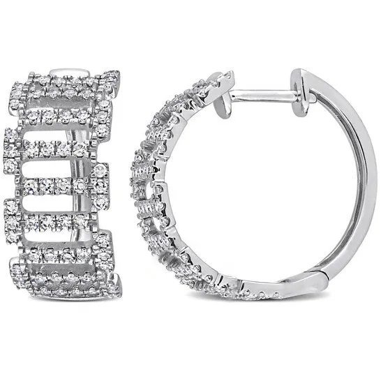 JMS always Earrings Original AMOUR 58 CT TDW Diamond Linear Hoop Earrings In 14K White Gold JMS always Earrings Original AMOUR 58 CT TDW Diamond Linear Hoop Earrings In 14K White Gold