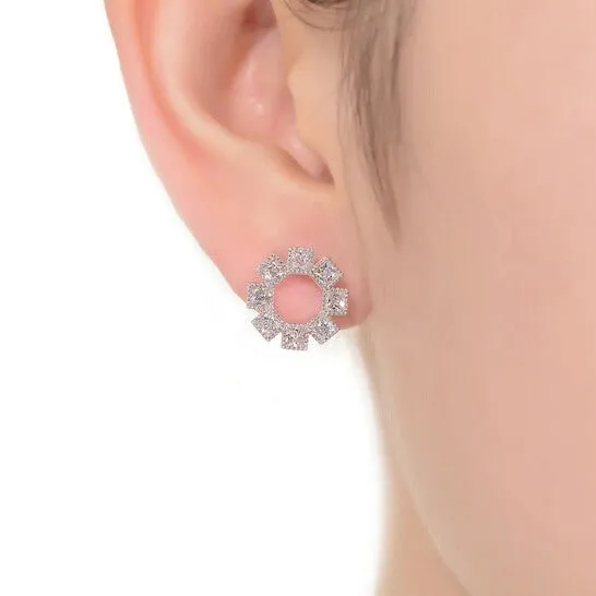 JMS always Earrings Original Megan Walford Sterling Silver Eight Stone Princess Cubic Zirconia Milgrain Bezel Earrings JMS always Earrings Original Megan Walford Sterling Silver Eight Stone Princess Cubic Zirconia Milgrain Bezel Earrings