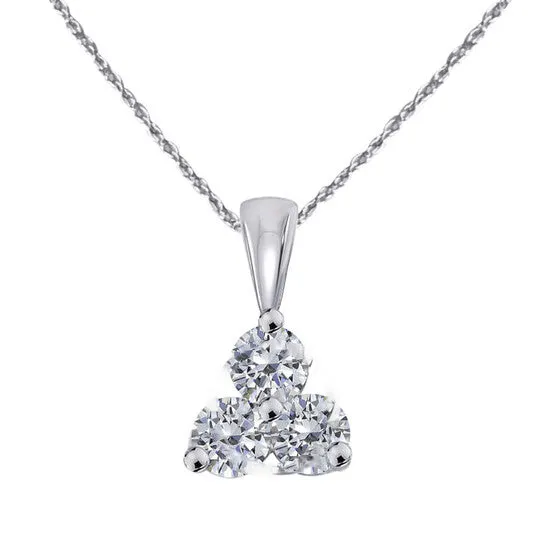 JMS always Necklaces Original 14K 100 Carat Natural Round White Diamond Three Stone Pendant Necklace For Women In White Gold With 18 Gold Plated 925 Sterling Silver Box Chain JMS always Necklaces Original 14K 100 Carat Natural Round White Diamond Three Stone Pendant Necklace For Women In White Gold With 18 Gold Plated 925 Sterling Silver Box Chain