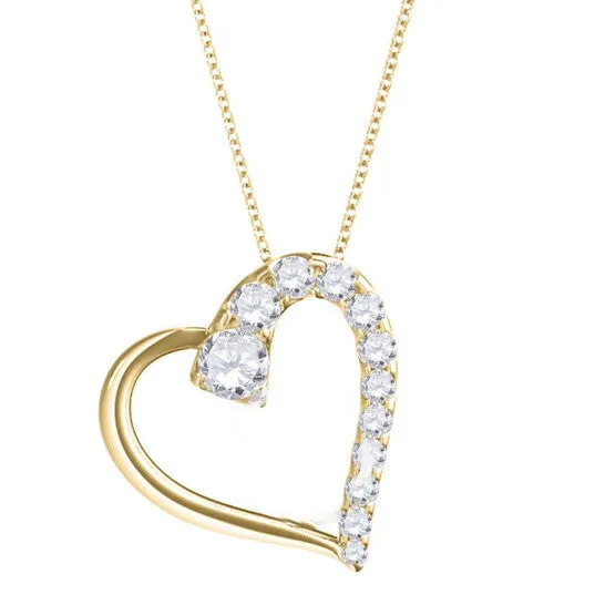 JMS always Necklaces Original Maulijewels 14K Yellow Gold 05 Ct Natural Diamond Heart Pendant with 18 Gold Plated 925 Sterling Silver Box Chain