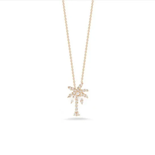 JMS always Necklaces Original Roberto Coin 18K Rose Gold 016Ct Diamond Small Palm Tree Pendant Necklace 001236Axchx0 JMS always Necklaces Original Roberto Coin 18K Rose Gold 016Ct Diamond Small Palm Tree Pendant Necklace 001236Axchx0