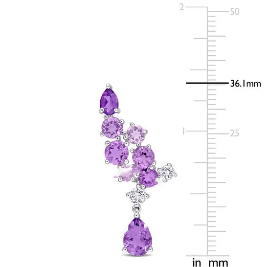 JMS always Original AMOUR 7 CT TGW Rose De France African Amethyst Brazilian Amethyst and White Topaz Drop Earrings In Sterling Silver Earrings JMS always Original AMOUR 7 CT TGW Rose De France African Amethyst Brazilian Amethyst and White Topaz Drop Earrings In Sterling Silver Earrings