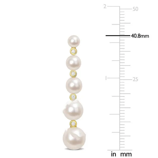 JMS always Original AMOUR Freshwater Cultured Pearl and 14 CT TGW White Topaz Graduated Dangle Earrings In Yellow Plated Sterling Silver Earrings JMS always Original AMOUR Freshwater Cultured Pearl and 14 CT TGW White Topaz Graduated Dangle Earrings In Yellow Plated Sterling Silver Earrings