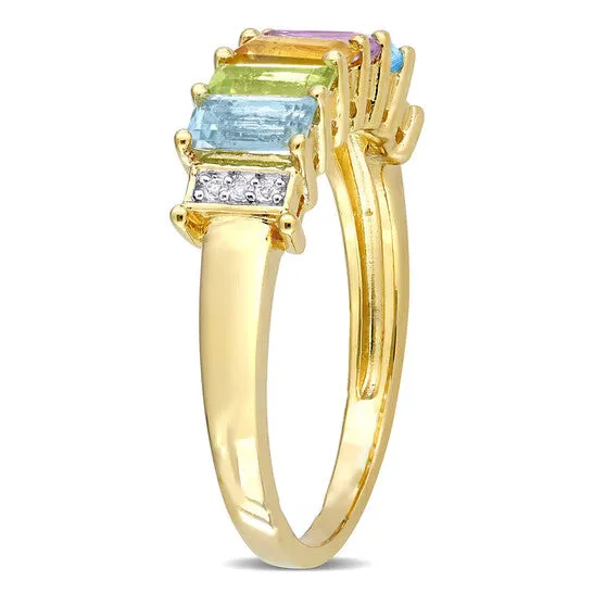 JMS always Rings Original 1 14 CT TGW Baguette SkyBlue Topaz Peridot Citrine Rose de France SwissBlue Topaz White Topaz Engagement Ring in Yellow Plated Sterling Silver JMS always Rings Original 1 14 CT TGW Baguette SkyBlue Topaz Peridot Citrine Rose de France SwissBlue Topaz White Topaz Engagement Ring in Yellow Plated Sterling Silver