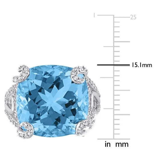 JMS always Rings Original Amour 18 34 CT TGW Sky Blue Topaz and 78 CT TDW Diamond Cocktail Ring in 14k White Gold JMS always Rings Original Amour 18 34 CT TGW Sky Blue Topaz and 78 CT TDW Diamond Cocktail Ring in 14k White Gold