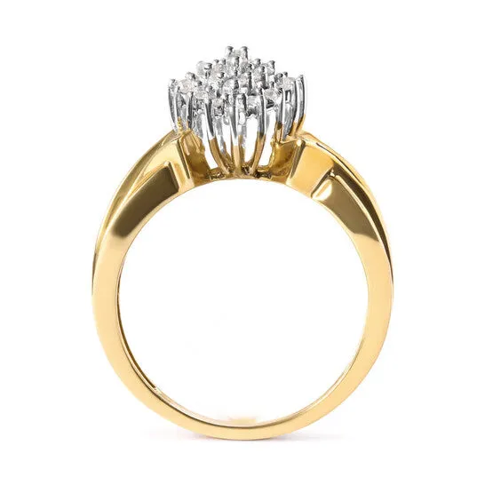 JMS always Rings Original Haus of Brilliance 10K Yellow Gold 1 Cttw Diamond Pear Shaped Cluster Cluster Cocktail Ring HI Color I2I3 Clarity JMS always Rings Original Haus of Brilliance 10K Yellow Gold 1 Cttw Diamond Pear Shaped Cluster Cluster Cocktail Ring HI Color I2I3 Clarity