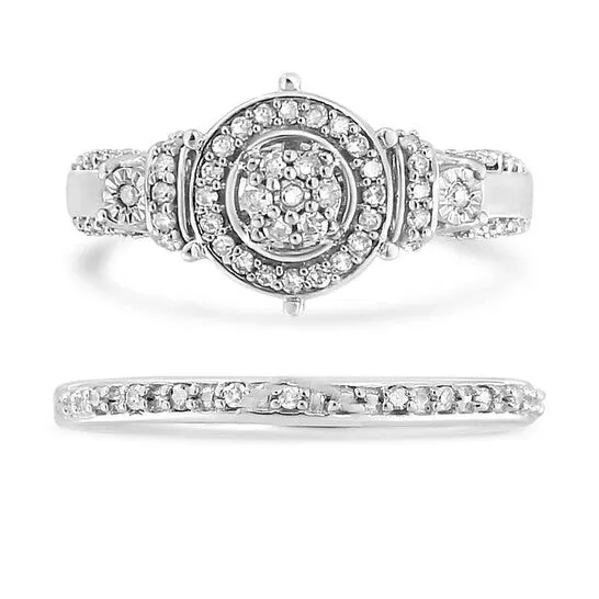 JMS always Rings Original Haus of Brilliance 925 Sterling Silver 13 Cttw Diamond 7 Stone Cluster and Halo Engagement Ring and Wedding Band Set IJ Color I1I2 Clarity JMS always Rings Original Haus of Brilliance 925 Sterling Silver 13 Cttw Diamond 7 Stone Cluster and Halo Engagement Ring and Wedding Band Set IJ Color I1I2 Clarity