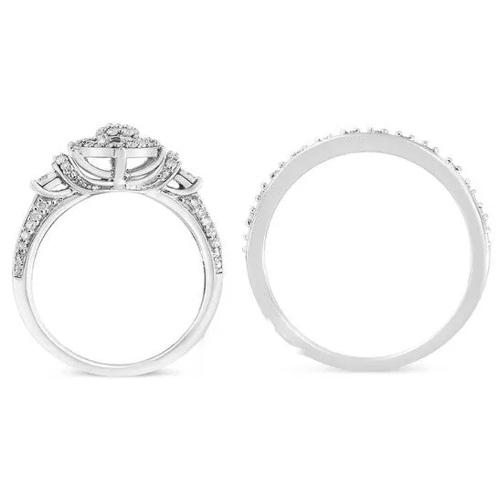 JMS always Rings Original Haus of Brilliance 925 Sterling Silver 13 Cttw Diamond 7 Stone Cluster and Halo Engagement Ring and Wedding Band Set IJ Color I1I2 Clarity JMS always Rings Original Haus of Brilliance 925 Sterling Silver 13 Cttw Diamond 7 Stone Cluster and Halo Engagement Ring and Wedding Band Set IJ Color I1I2 Clarity