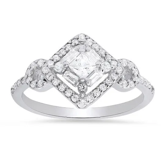 JMS always Rings Original Kylie Harper Sterling Silver Multicut Cubic Zirconia CZ Halo Ring JMS always Rings Original Kylie Harper Sterling Silver Multicut Cubic Zirconia CZ Halo Ring