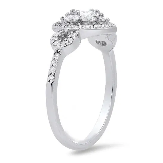 JMS always Rings Original Kylie Harper Sterling Silver Multicut Cubic Zirconia CZ Halo Ring JMS always Rings Original Kylie Harper Sterling Silver Multicut Cubic Zirconia CZ Halo Ring