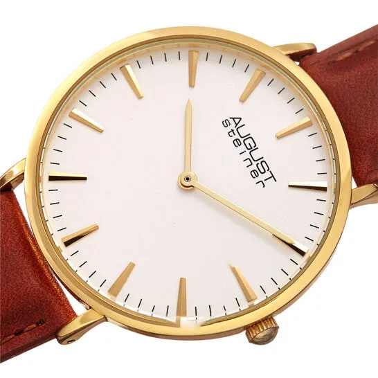 JMS always Watches Original August Steiner Quartz White Dial Brown Leather Ladies Watch AS8247YGBR JMS always Watches Original August Steiner Quartz White Dial Brown Leather Ladies Watch AS8247YGBR