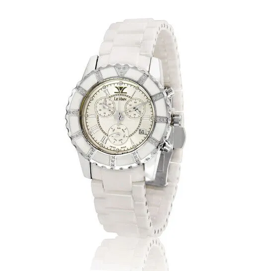 JMS always Watches Original Le Vian Ceramic Chronograph Quartz White Dial Ladies Watch LV931CRDA JMS always Watches Original Le Vian Ceramic Chronograph Quartz White Dial Ladies Watch LV931CRDA