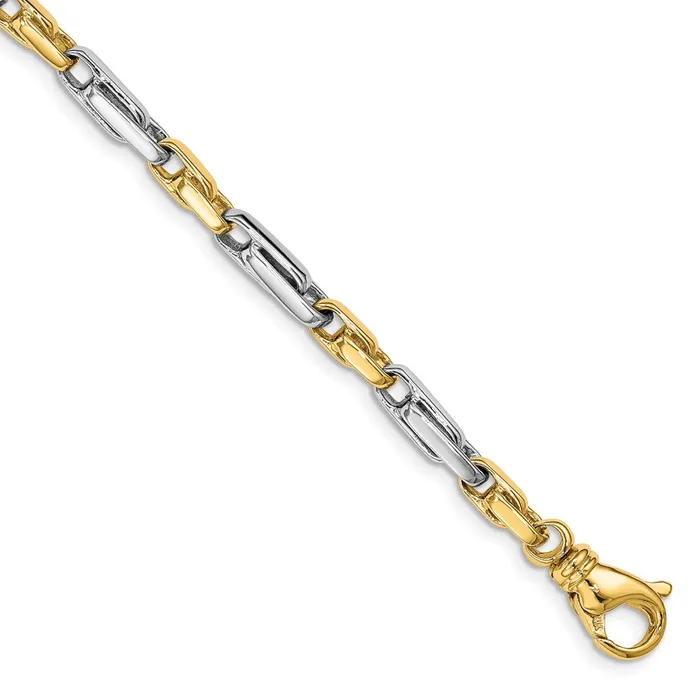 MDS Bracelets Solid 14K Twotone Gold 85 inch 5mm Hand Polished Fancy Link with Fancy Lobster Clasp Bracelet MDS Bracelets Solid 14K Twotone Gold 85 inch 5mm Hand Polished Fancy Link with Fancy Lobster Clasp Bracelet