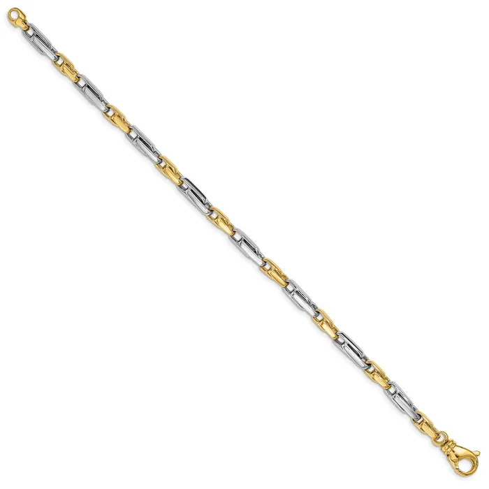 MDS Bracelets Solid 14K Twotone Gold 85 inch 5mm Hand Polished Fancy Link with Fancy Lobster Clasp Bracelet MDS Bracelets Solid 14K Twotone Gold 85 inch 5mm Hand Polished Fancy Link with Fancy Lobster Clasp Bracelet